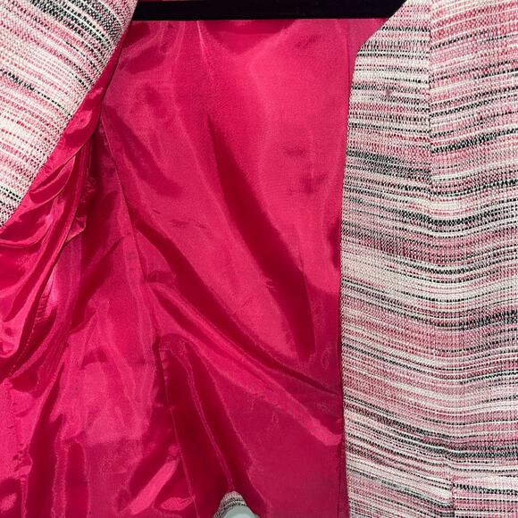 Kasper women's 4P Pink Black White Tweed Open Front Blazer - Picture 3 of 5